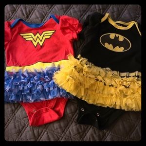 Onesies 6-9 months WonderWoman & BatWoman.